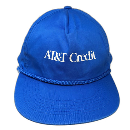 Blue 5 Panel One Size Snapback Hat AT&T Credit Rope Detail Cotton Corporate