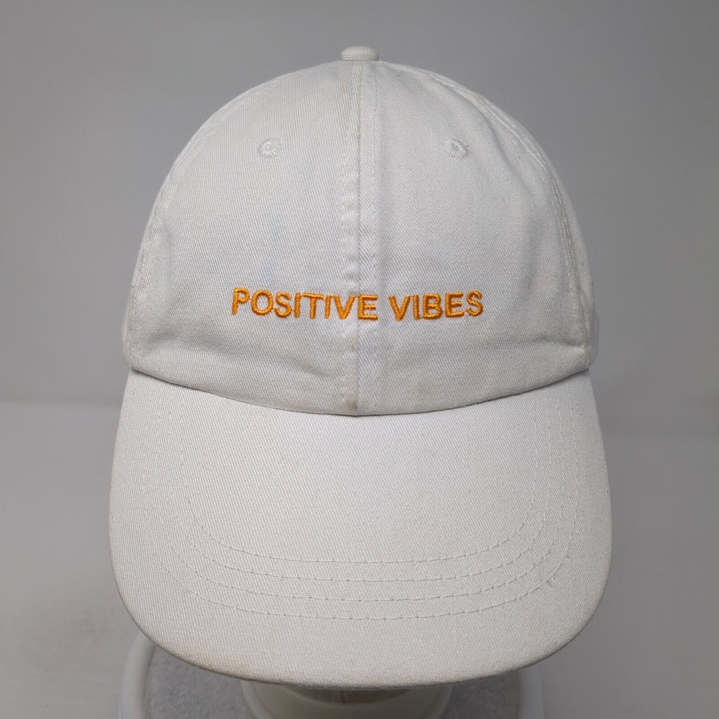 Positive Vibes Slideback Hat White One Size Adjustable Embroidered