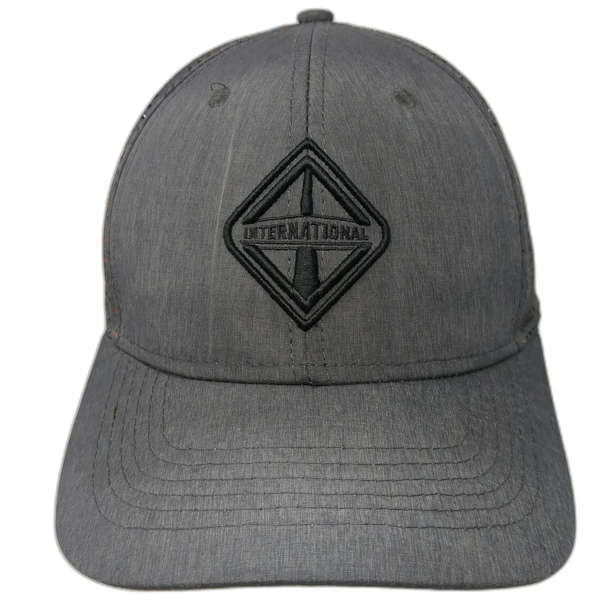 International Trucker Hat Gray One Size Perforated Snapback Orange Underbrim