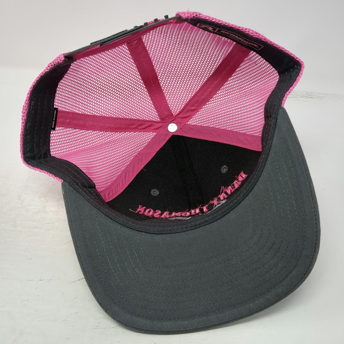 Richardson Trucker Hat Gray Pink One Size Danny Thomason Arena Mesh Snapback