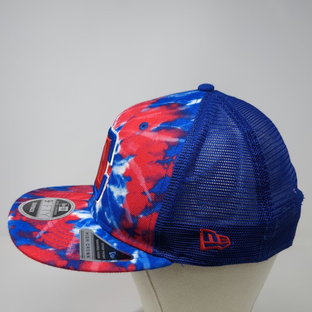 New Era NBA Los Angeles Clippers Trucker Hat Blue Red White OSFM Tie-Dye Mesh