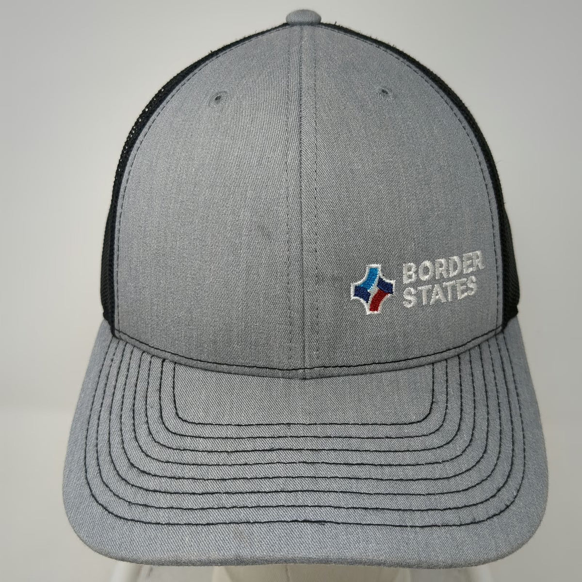 Richardson Trucker Hat Gray One Size Border States Logo Mesh Back Snapback