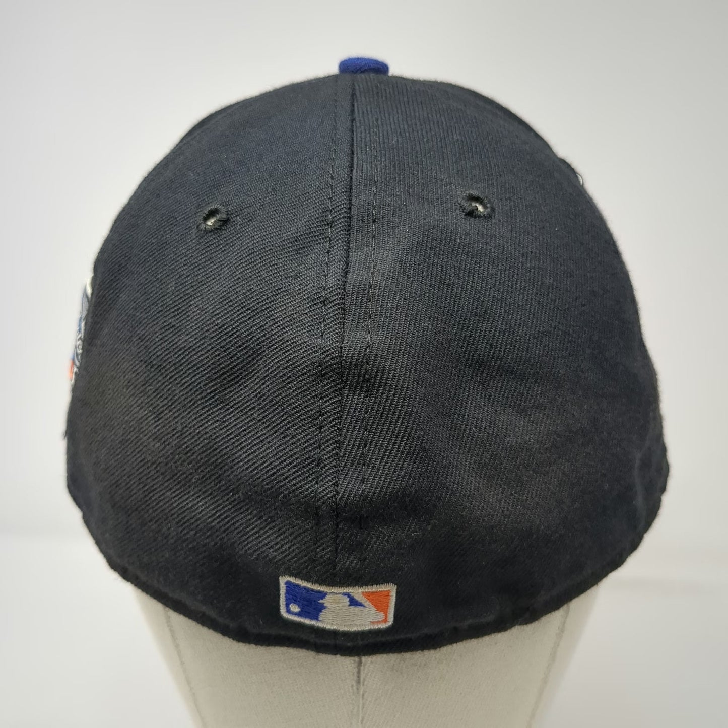 New Era Cap Black Blue 7 3/8 Mets World Series Side Patch Wool Hat Vintage 2000