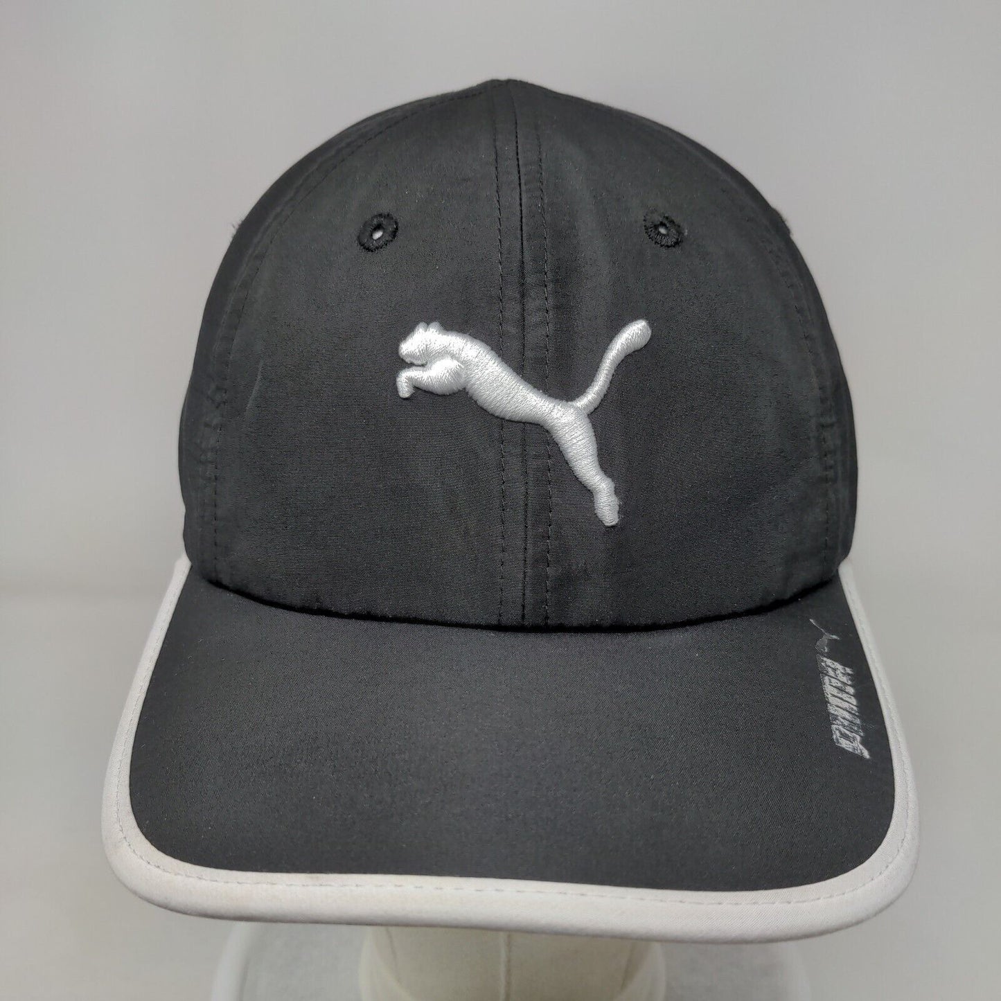 PUMA Strapback Hat Black OSFA Embroidered Adjustable 6 Panel Vent Holes