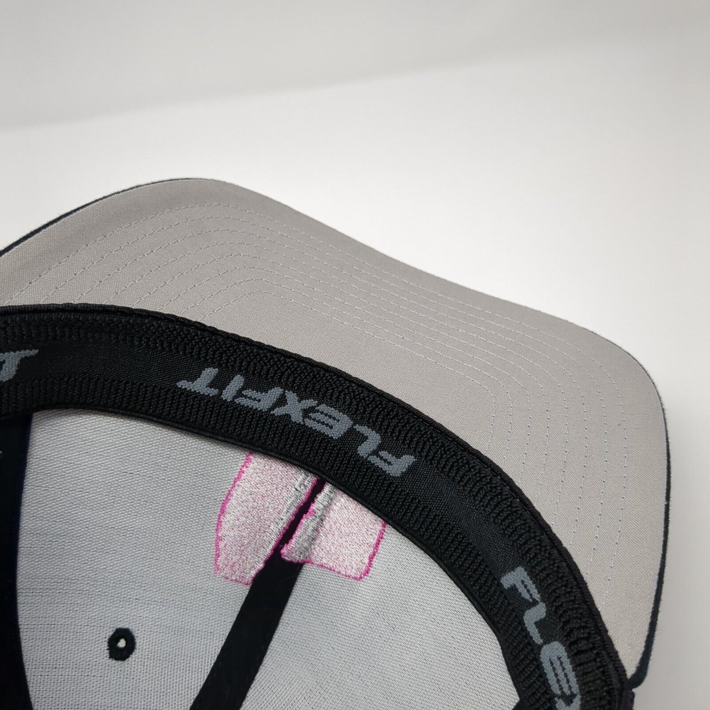 Yupoong Fitted Trucker Hat Black OS Embroidered Flexfit Mesh Back 6 Panel