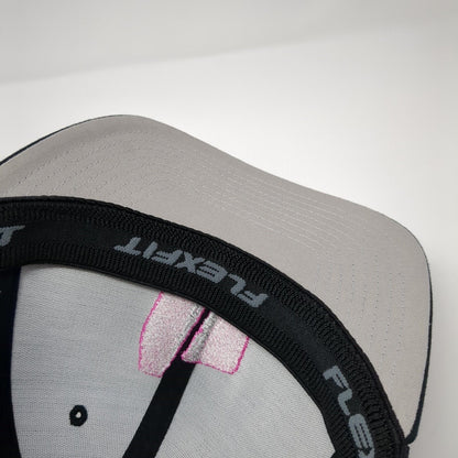 Yupoong Fitted Trucker Hat Black OS Embroidered Flexfit Mesh Back 6 Panel