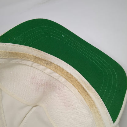 Hogan 5 Panel White One Size Snapback Green Underbrim Script Logo Hat