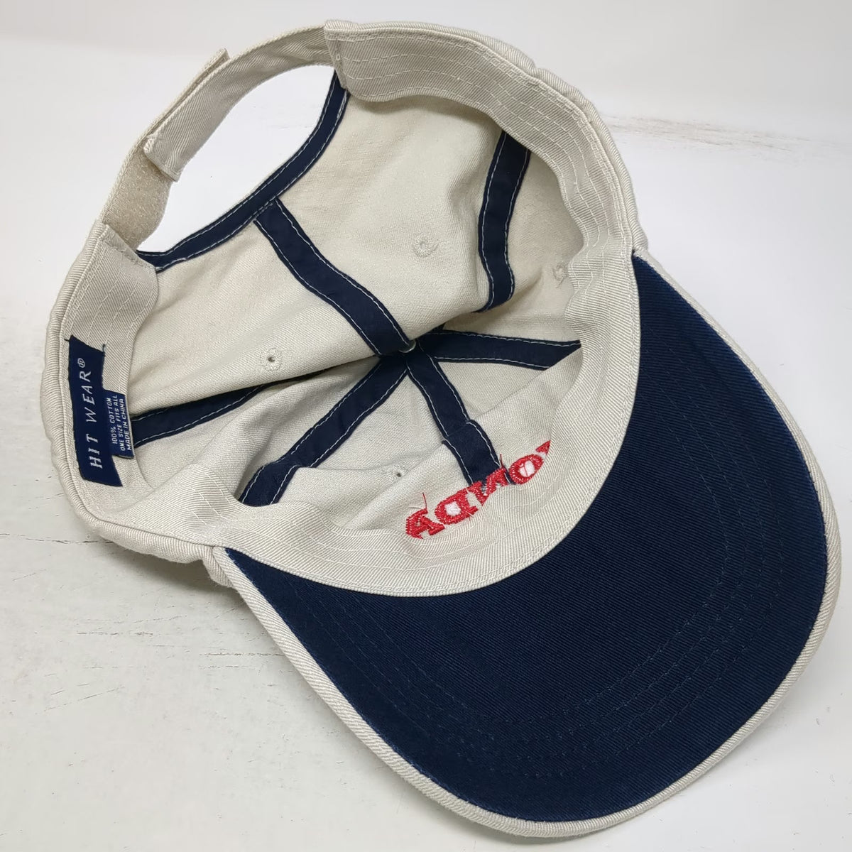 Hit Wear Baseball Cap Beige Red Blue One Size Honda Logo Embroidered Cotton Hat