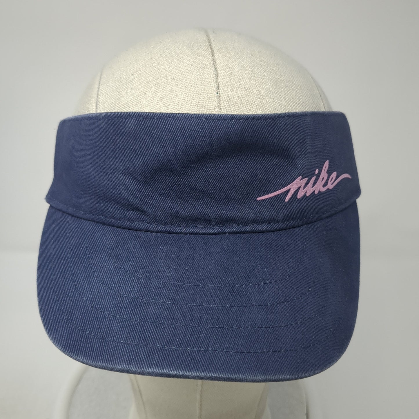Nike Sun Visor Hat Blue One Size Adjustable Strap Lightweight Embroidered Swoosh
