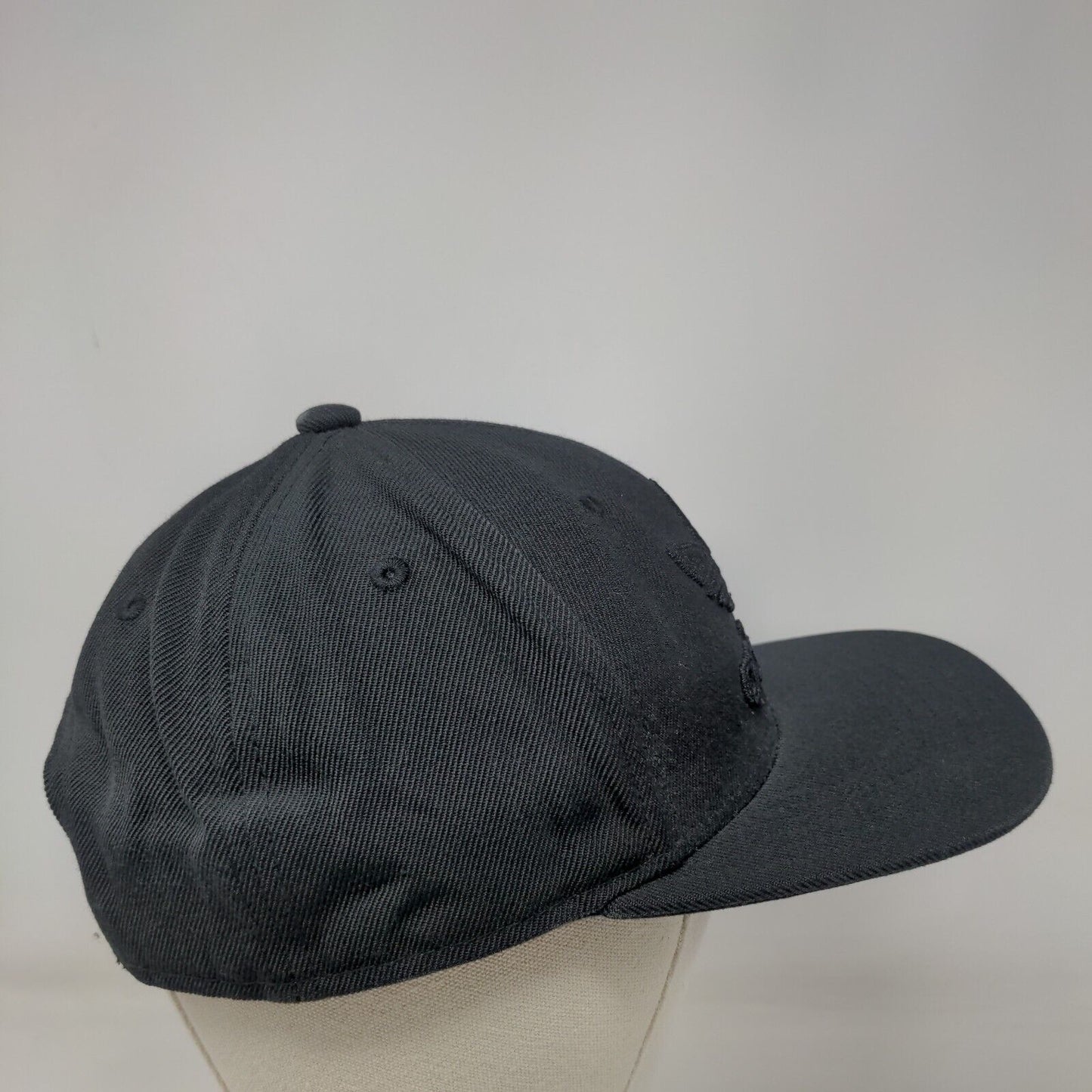 Adidas Trefoil Snapback Hat Black OSFM Embroidered 6 Panel Black on Black