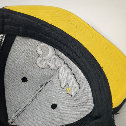 Stellas Ice Cream Trucker Hat Black One Size Snapback Mesh Back Yellow Underbrim