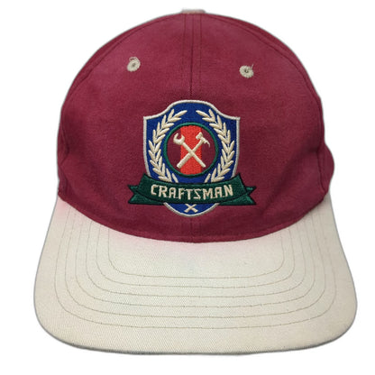 Craftsman Baseball Cap Red Beige One Size Cotton Embroidered Logo Slideback Hat