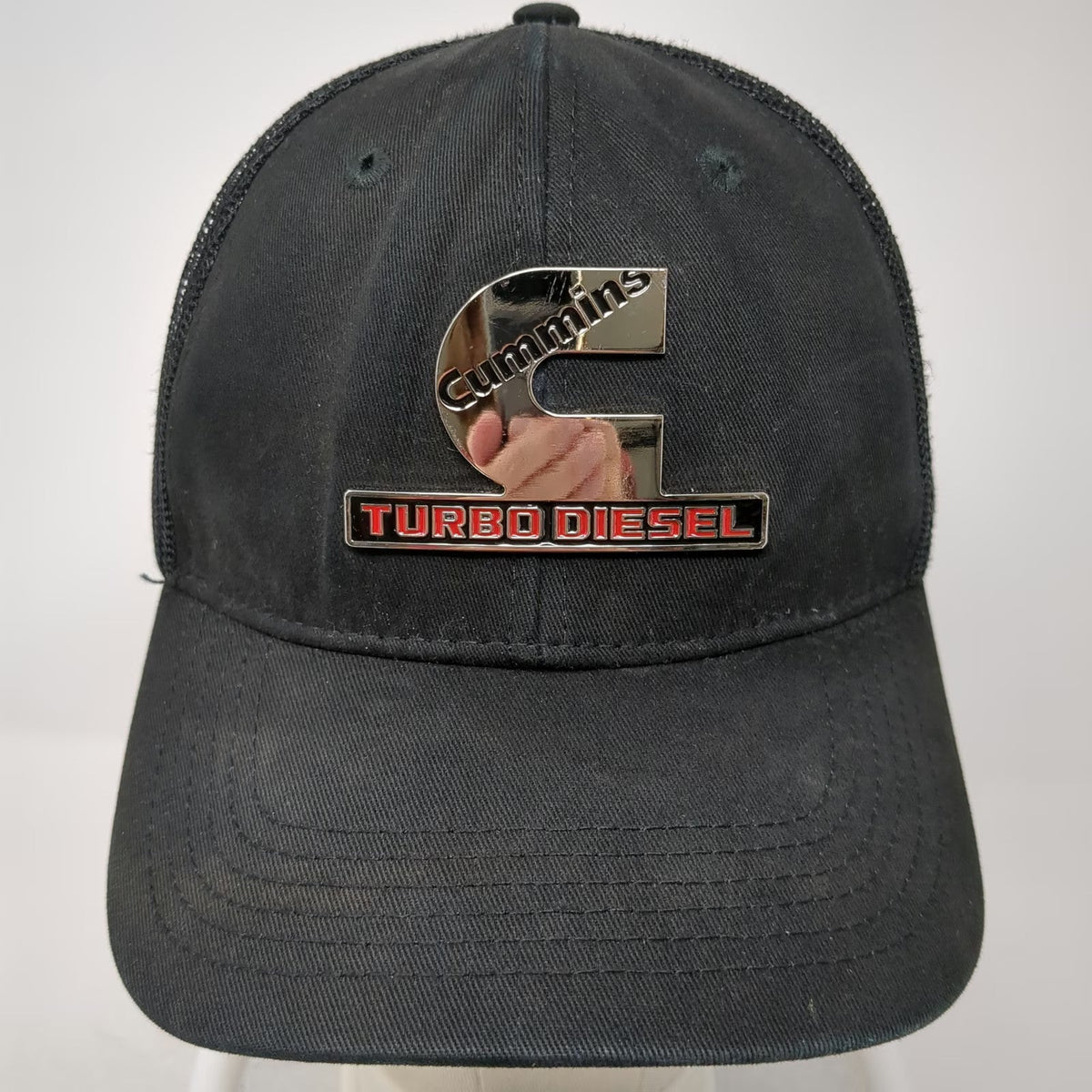 Cummins Trucker Hat Black One Size Turbo Diesel Chrome Logo Snapback Mesh Back