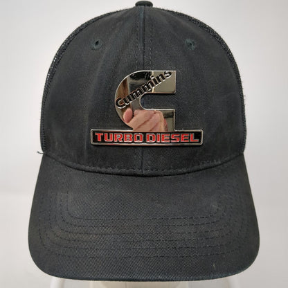 Cummins Trucker Hat Black One Size Turbo Diesel Chrome Logo Snapback Mesh Back