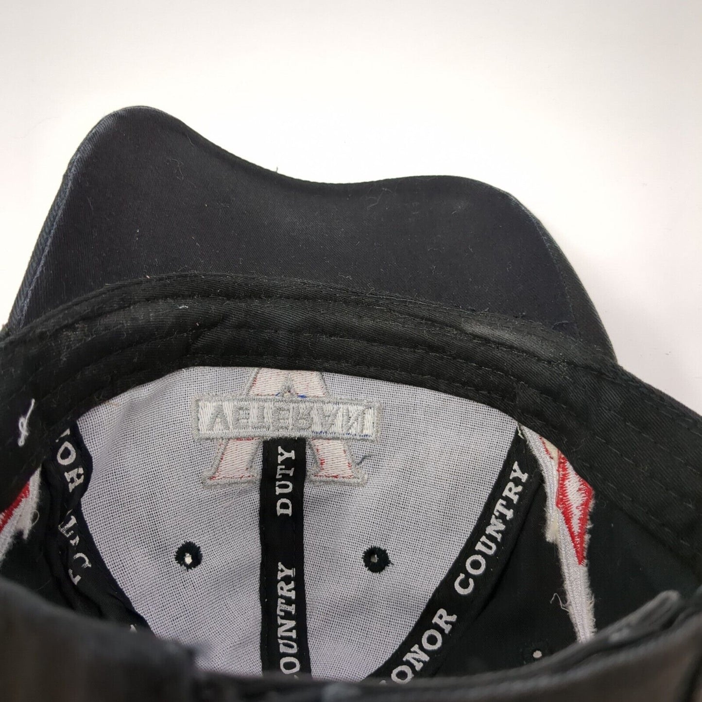 Veteran Proudly Served Strapback Hat Black OSFM Adjustable Embroidered