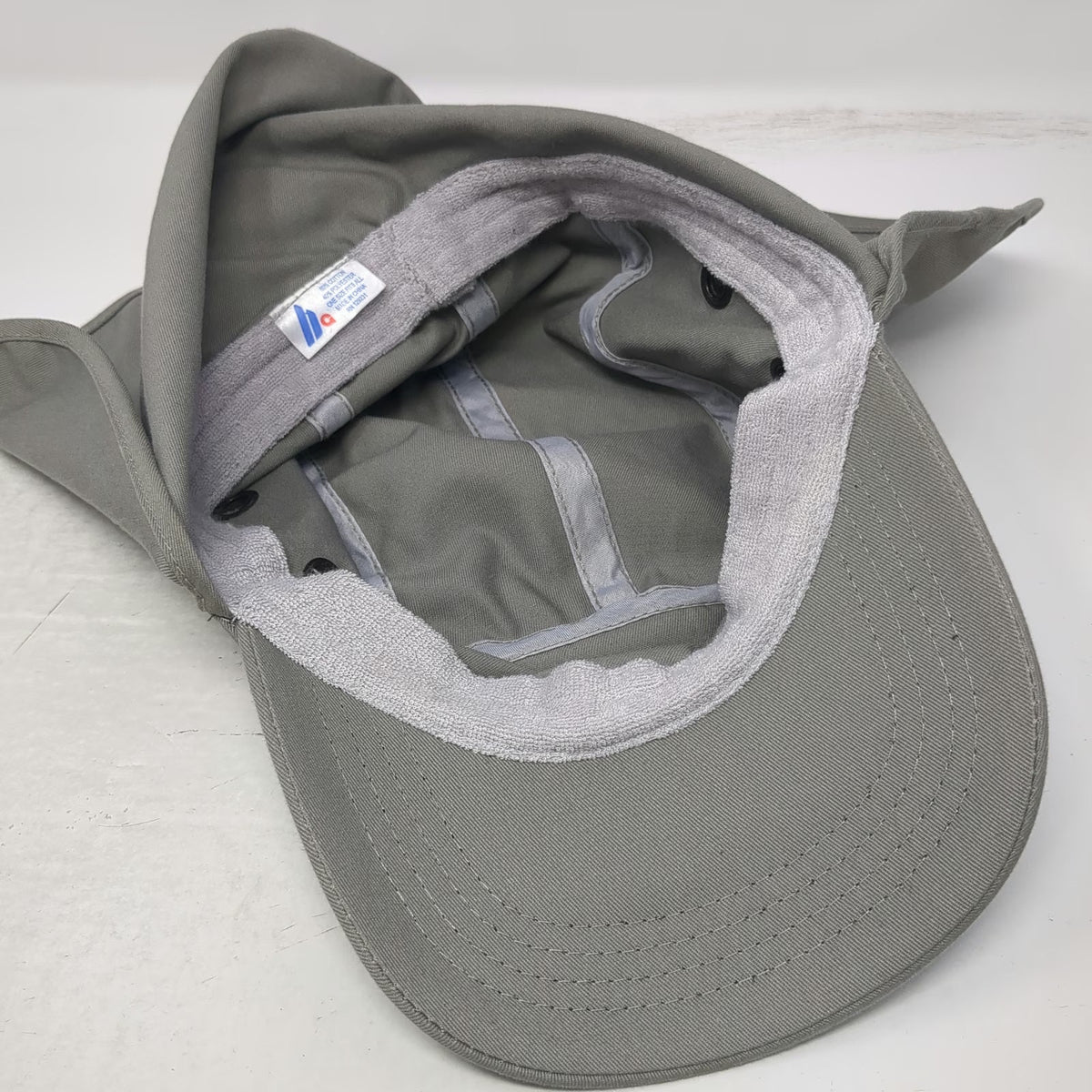 hg 5 Panel Hat Gray One Size Neck Flap Sun Shield Cord Toggle Slideback Outdoor