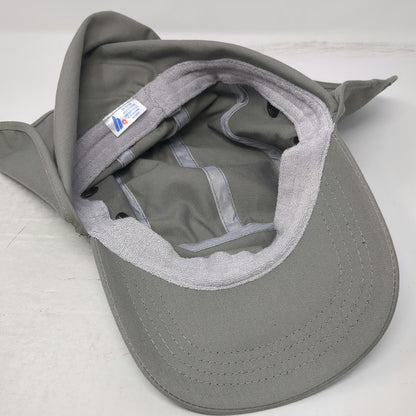 hg 5 Panel Hat Gray One Size Neck Flap Sun Shield Cord Toggle Slideback Outdoor