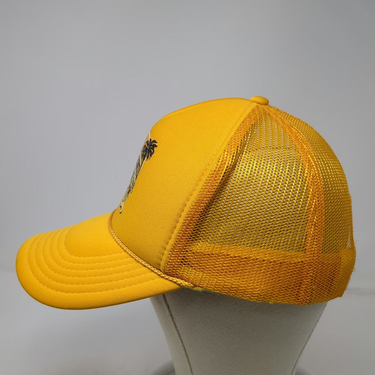 Otto Trucker Hat Yellow OSFM Mesh Back Snapback Live Swell Coffee Truck Graphic