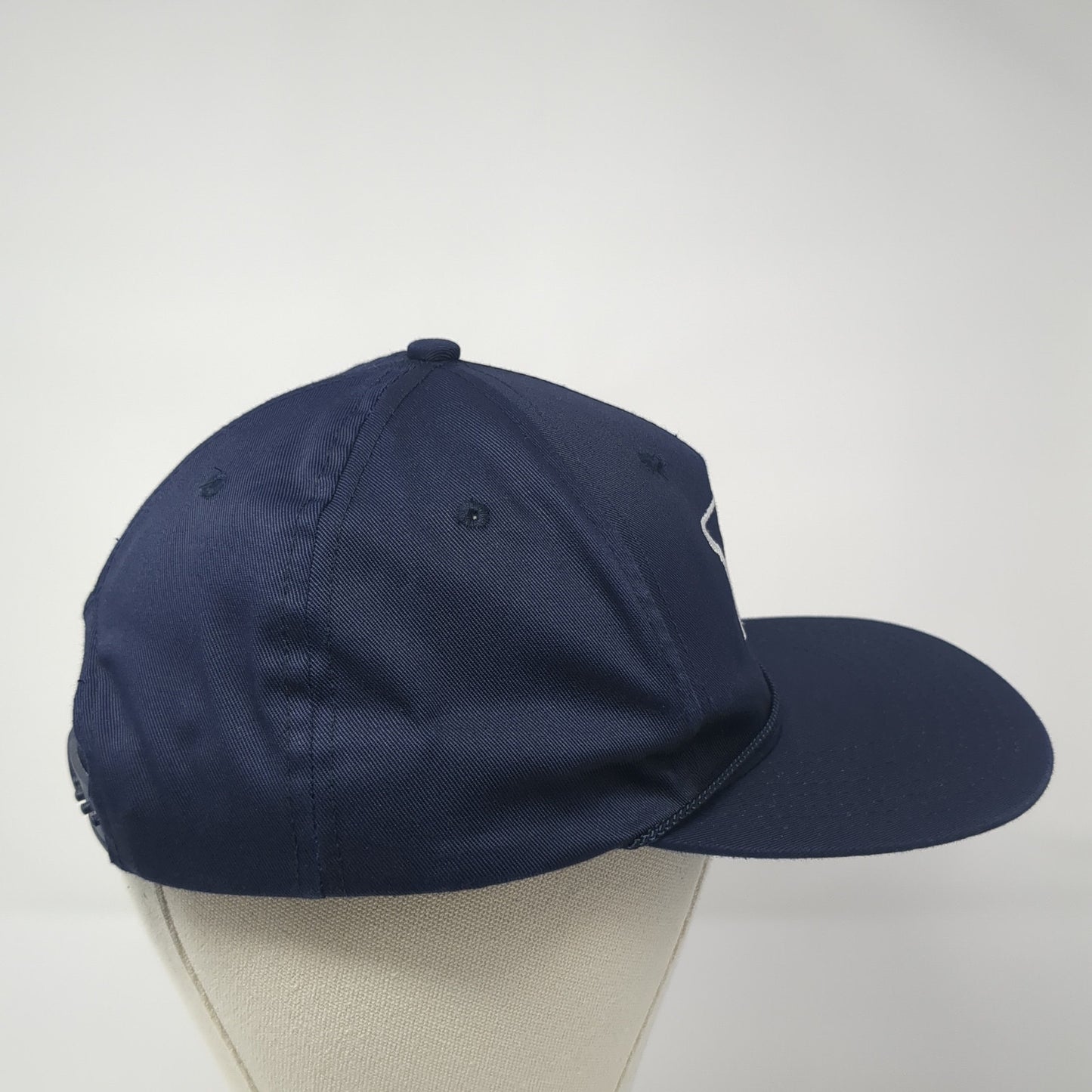 State Bank Snapback Hat Blue One Size Adjustable Embroidered Vented Holes