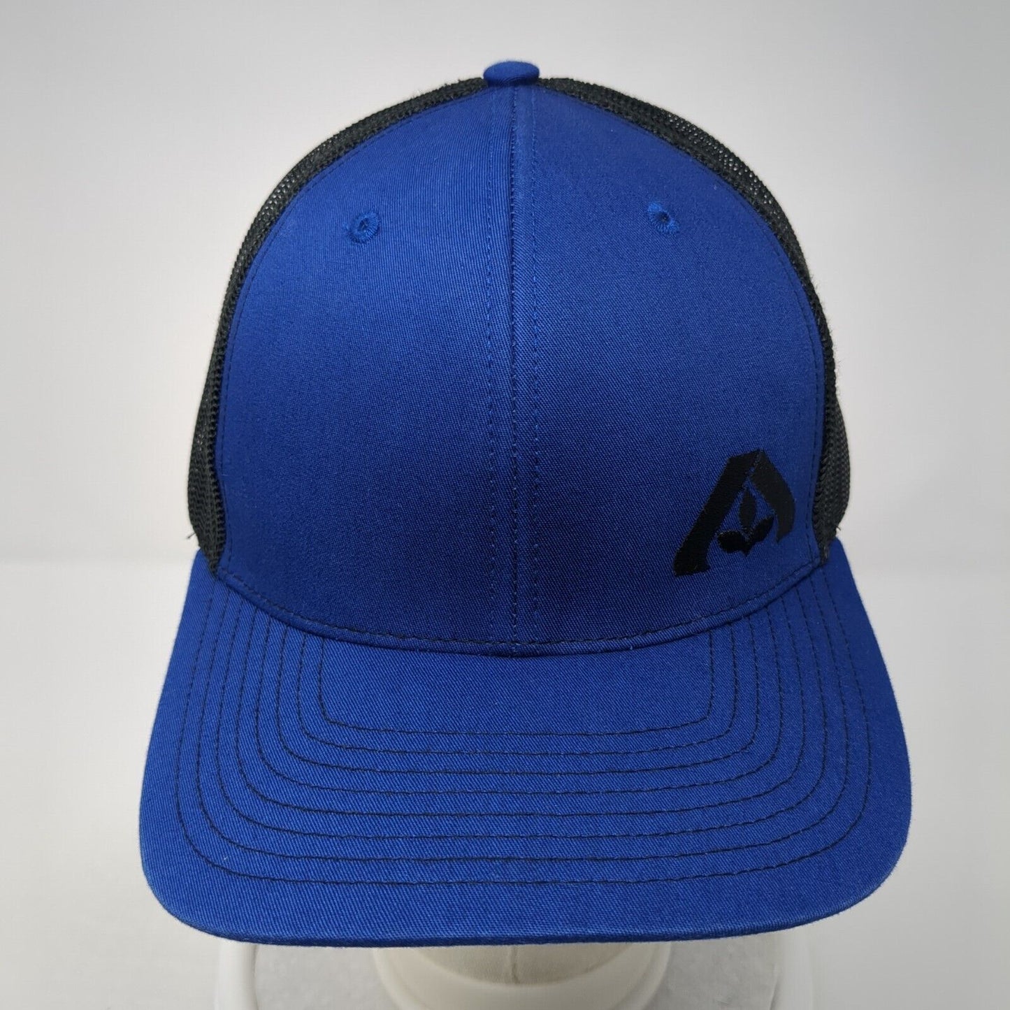 Richardson Snapback Trucker Hat Blue One Size Embroidered Logo Outdoor