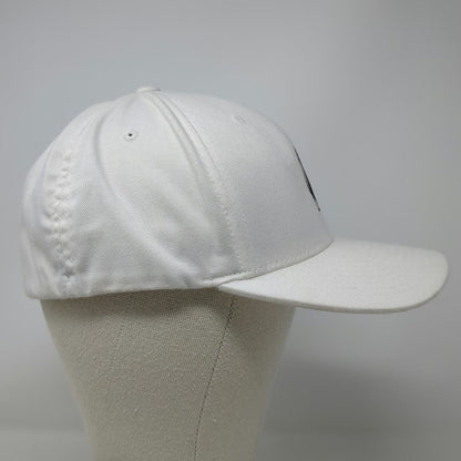Volcom Baseball Cap White XL Fitted Flexfit Hat Embroidered Stone Logo Stretch