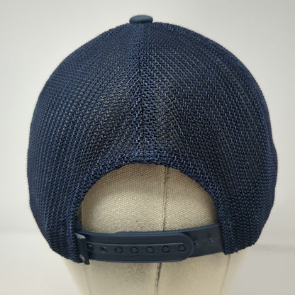 TravisMathew Trucker Hat Blue One Size Snapback Mesh Flexfit 110 Stripe Logo