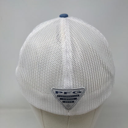 Columbia PFG Fitted Trucker Hat Blue L/XL Embroidered Mesh Back 6 Panel