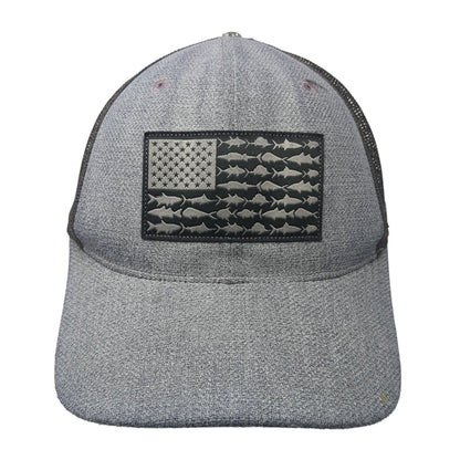 Columbia PFG Snapback Trucker Hat Gray One Size Fish Flag Mesh Back