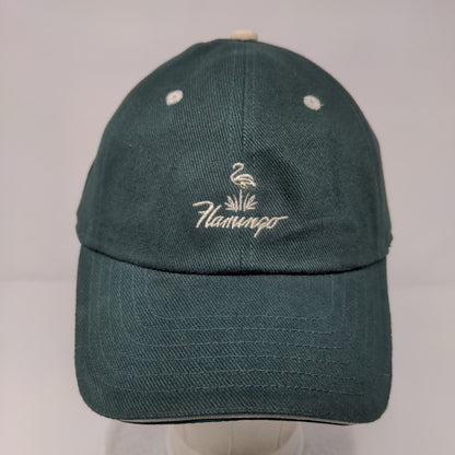Flamingo Strapback Hat Green OSFA Adjustable Embroidered 6 Panel Cotton