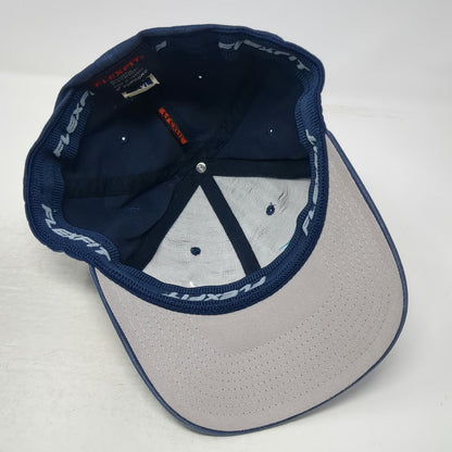 Jetty Baseball Cap Blue XL Fitted Flexfit Embroidered Logo Stretch Hat