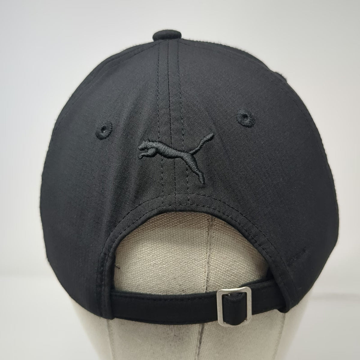 Puma 5 Panel Black One Size Iridescent Logo Slideback Stretch Athletic Sport Hat