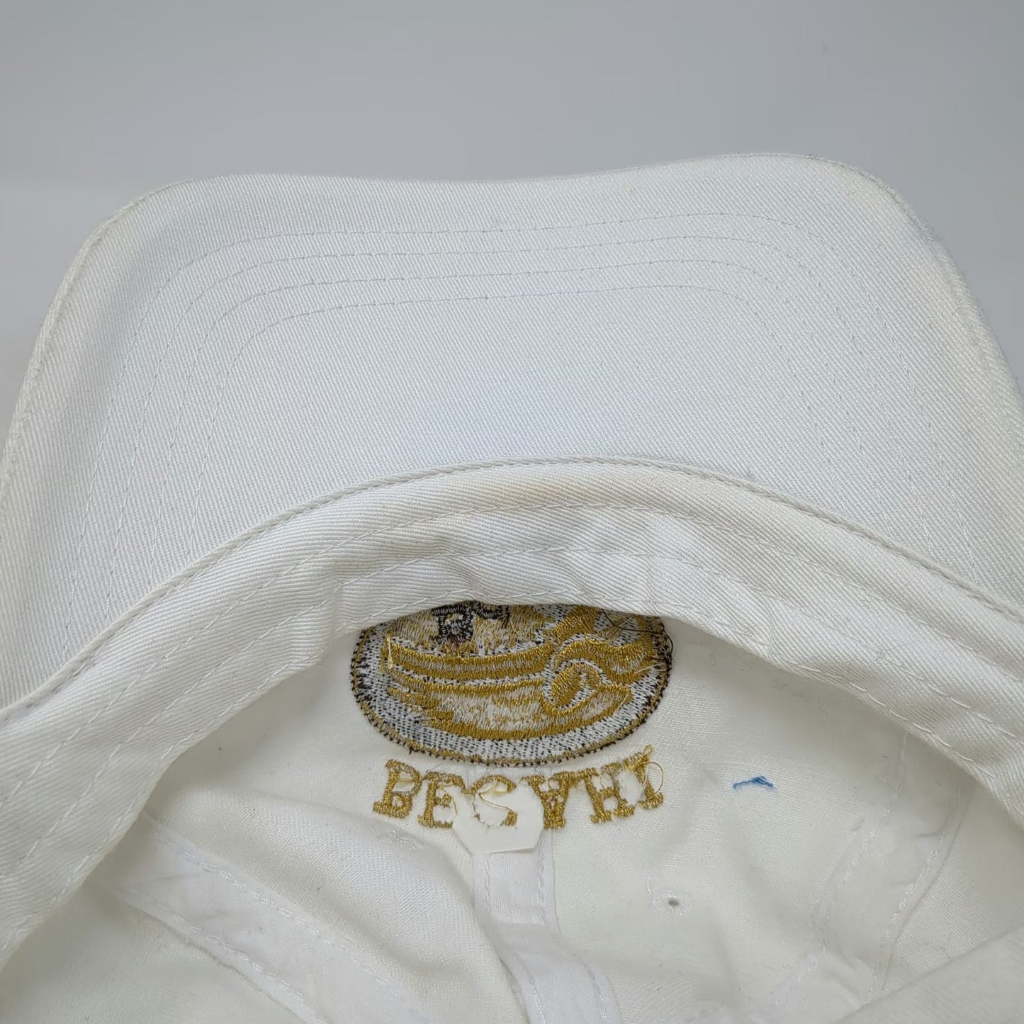Headwear USA Baseball Cap White One Size BC Becahi Hawk Logo Slideback Strap Hat
