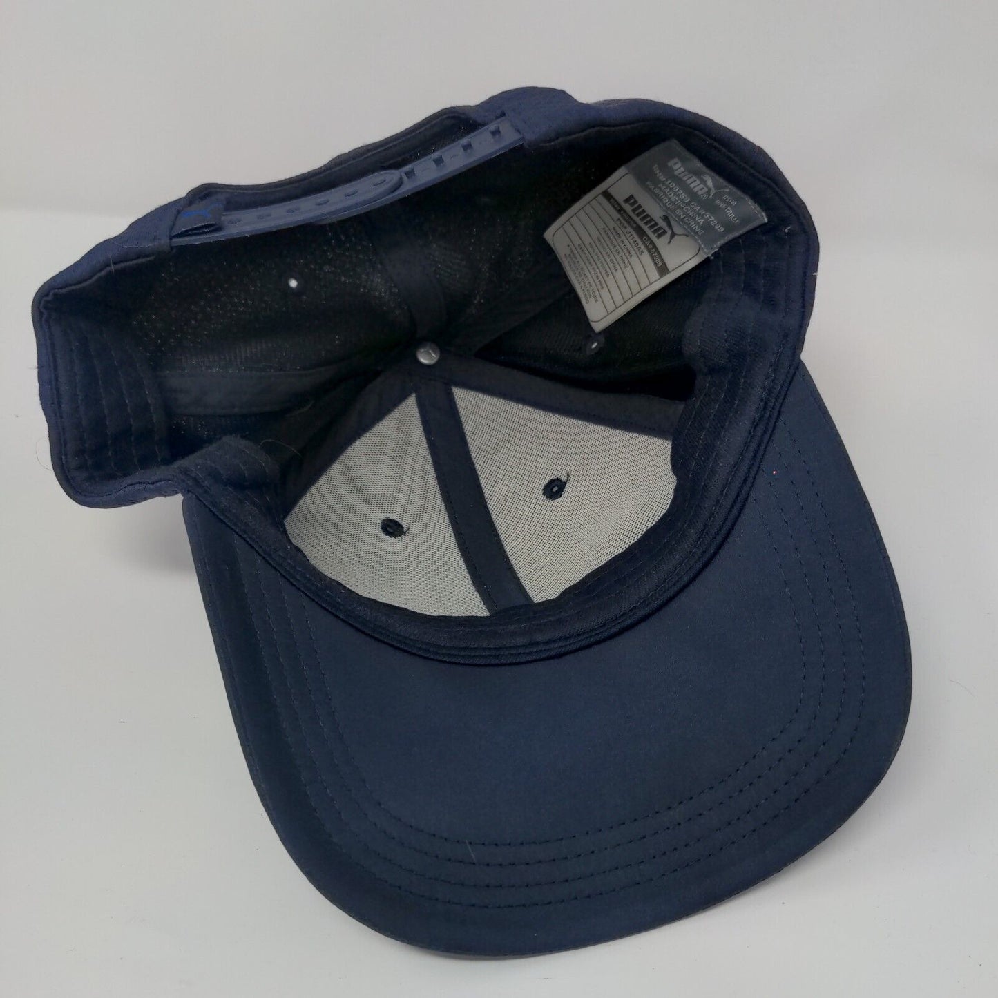 PUMA Snapback Hat Blue OSFA Solid Adjustable Vent Holes 6 Panel