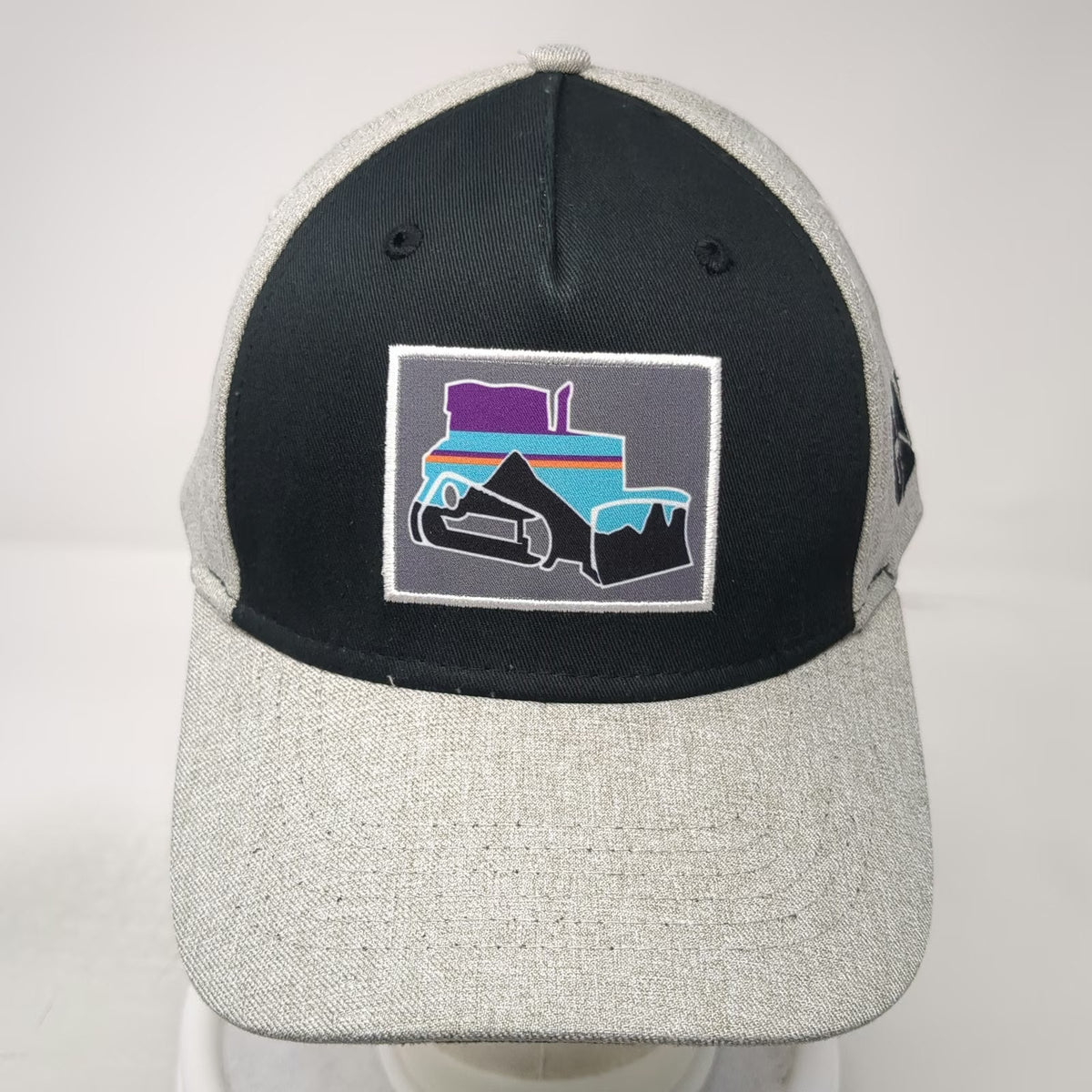 Caterpillar 5 Panel Gray One Size Snapback Bulldozer Graphic Patch Hat