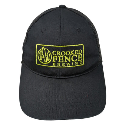 Crooked Fence Brewing Snapback Trucker Hat Black One Size Mesh Back