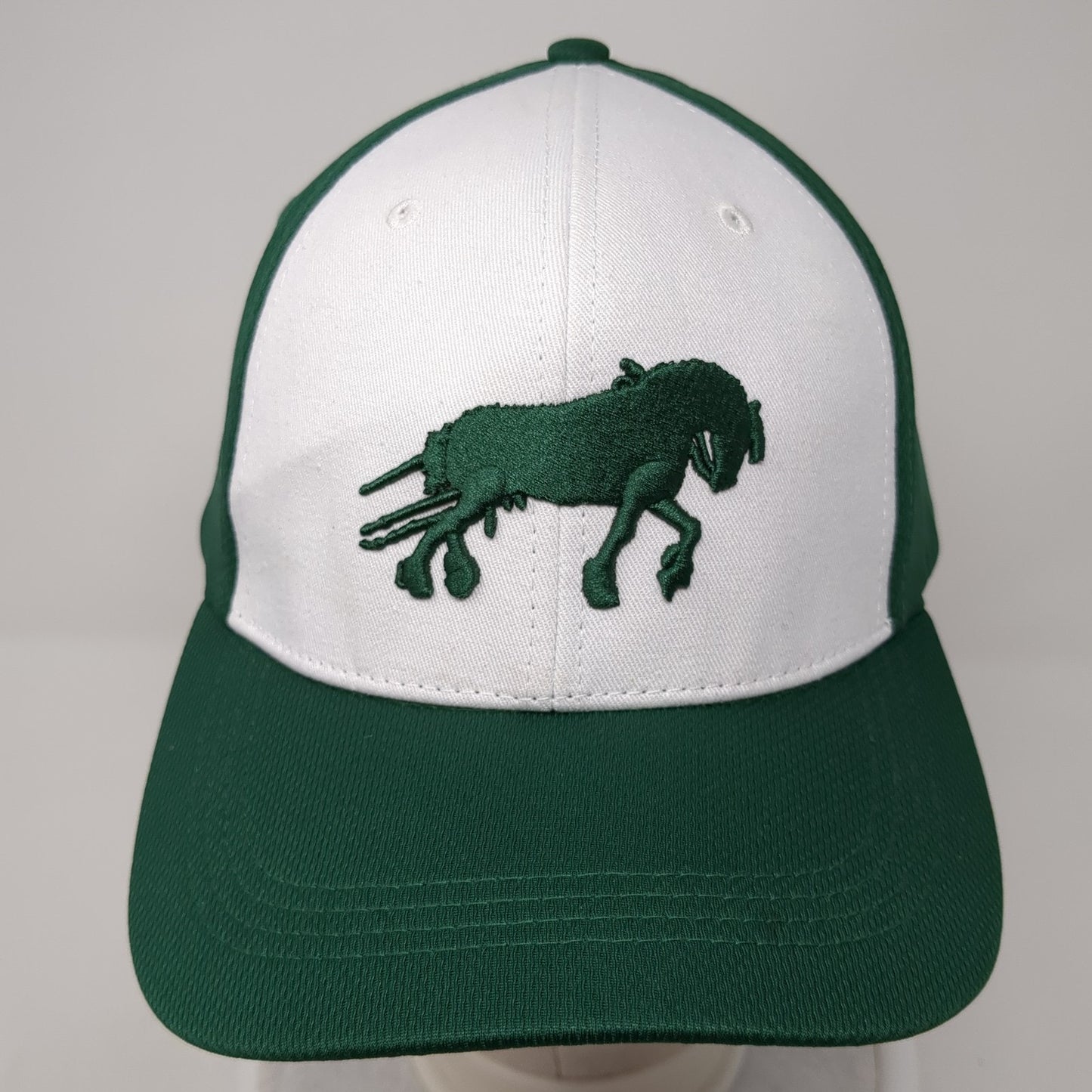Mollitiam Horse Fitted Hat Green Large Embroidered Colorblock 6 Panel