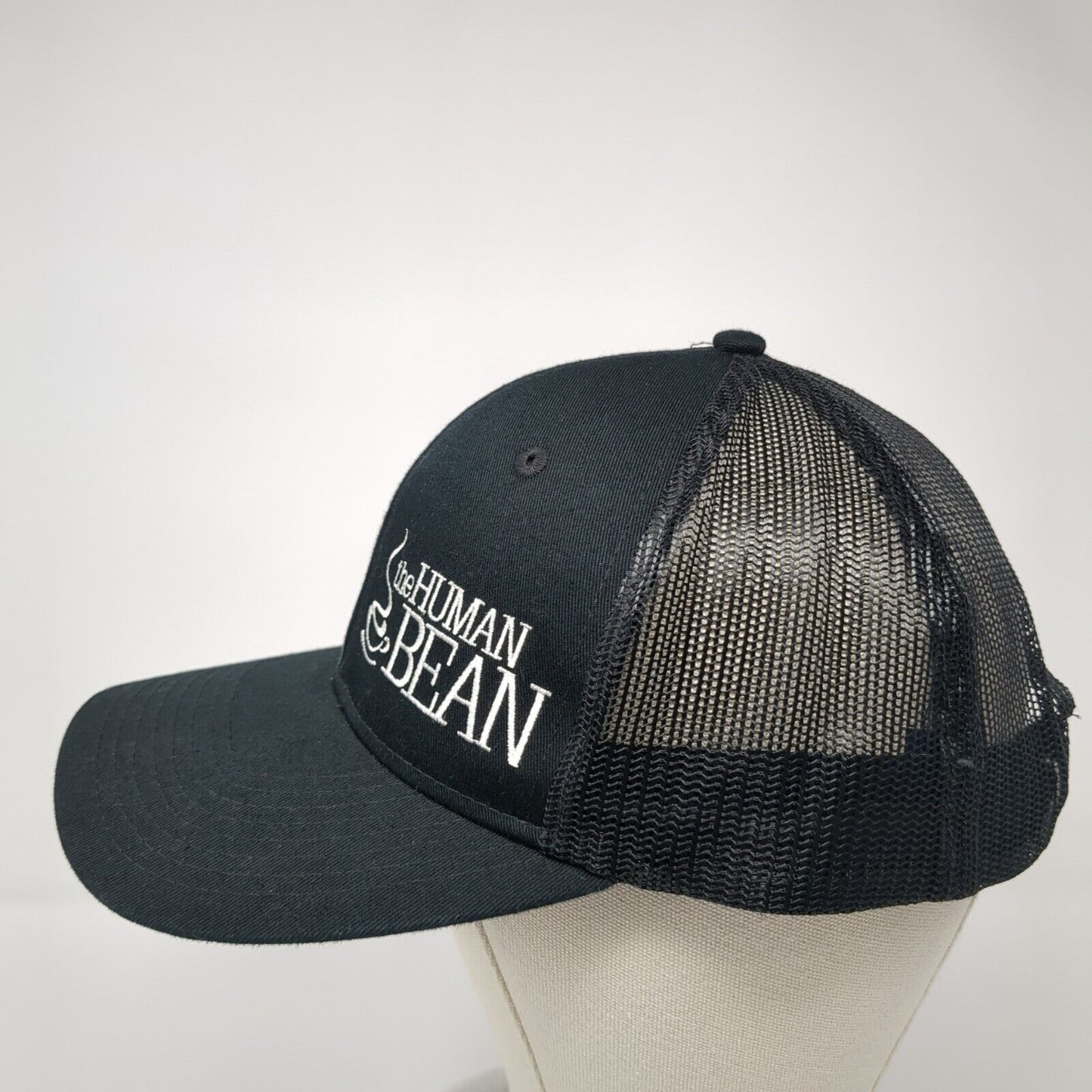 The Human Bean Snapback Trucker Hat Black OS Adjustable Mesh Port Authority