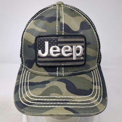 Jedco Jeep Trucker Hat Green Camo American Flag Patch One Size Mesh Snapback
