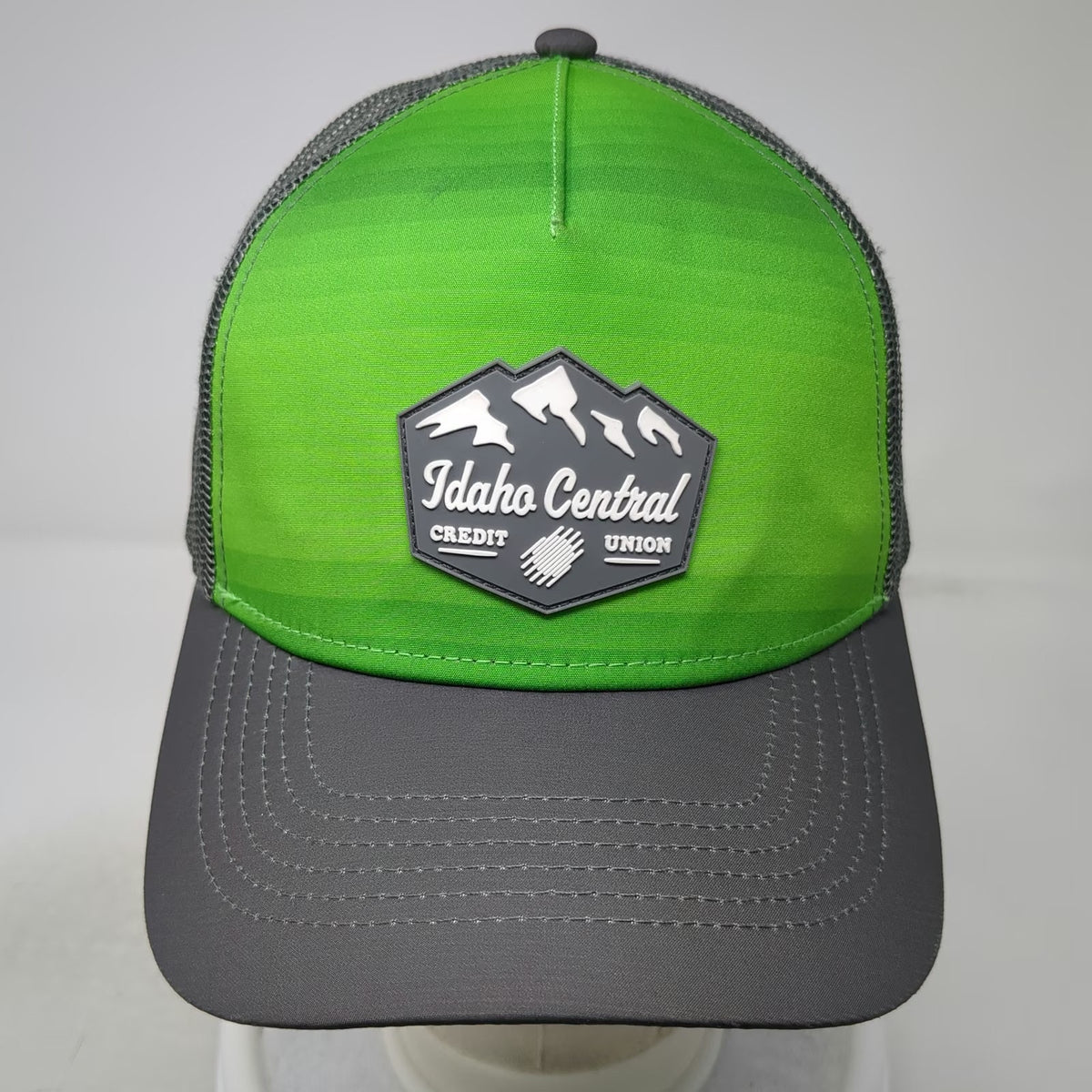 Idaho Central Credit Union Trucker Hat Green Gray One Size Mesh Snapback Patch