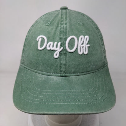 Day Off Slideback Hat Green OSFM Adjustable Embroidered Vented Holes 6 Panel