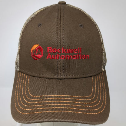 Brown Trucker Hat One Size Camo Rockwell Automation Mesh Snapback Embroidered