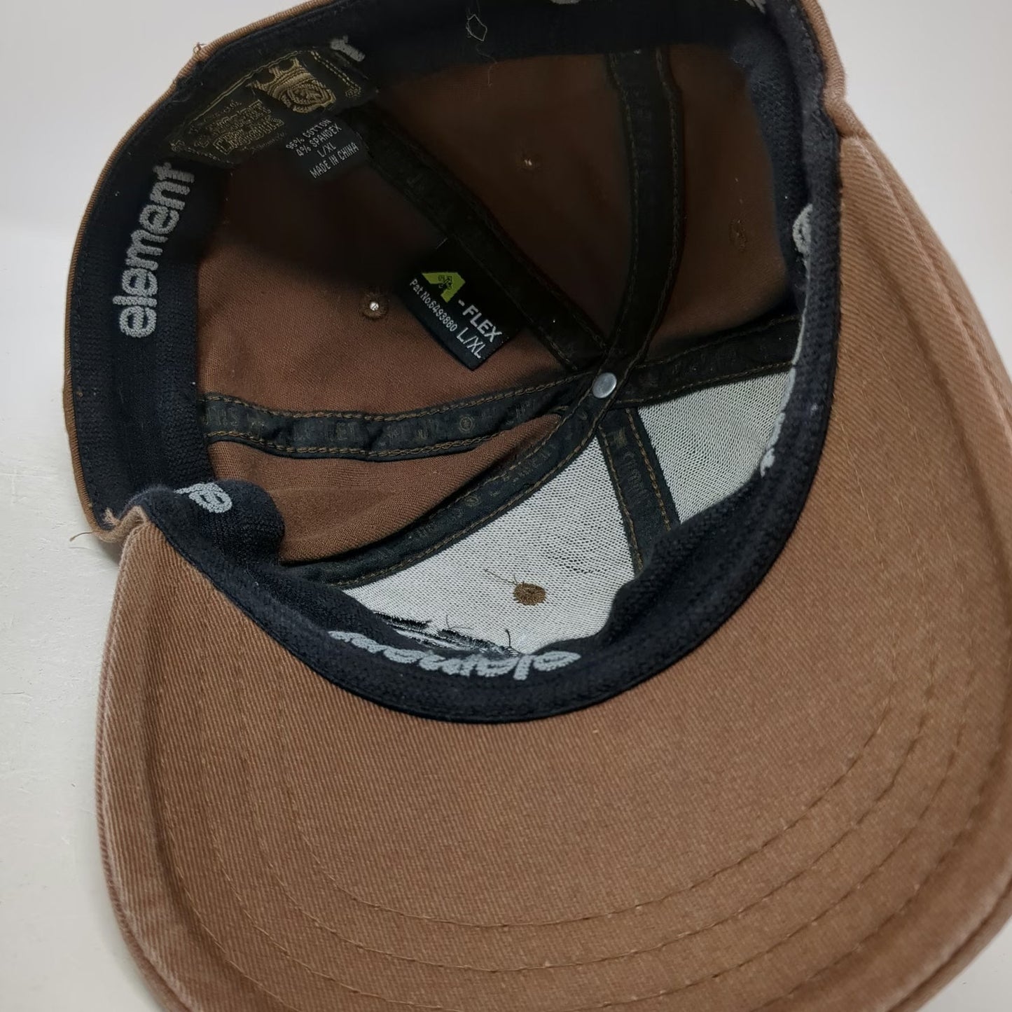 Element Baseball Cap Brown XL Embroidered Logo Distressed Graphic Flexfit Hat