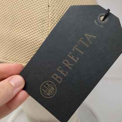 Beretta Baseball Cap Beige M Shield Logo Mesh Back Flexfit Shooting Hat W/Tags