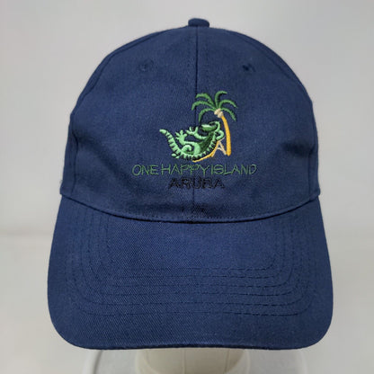 One Happy Island Aruba Strapback Hat Blue One Size Adjustable Embroidered Cotton