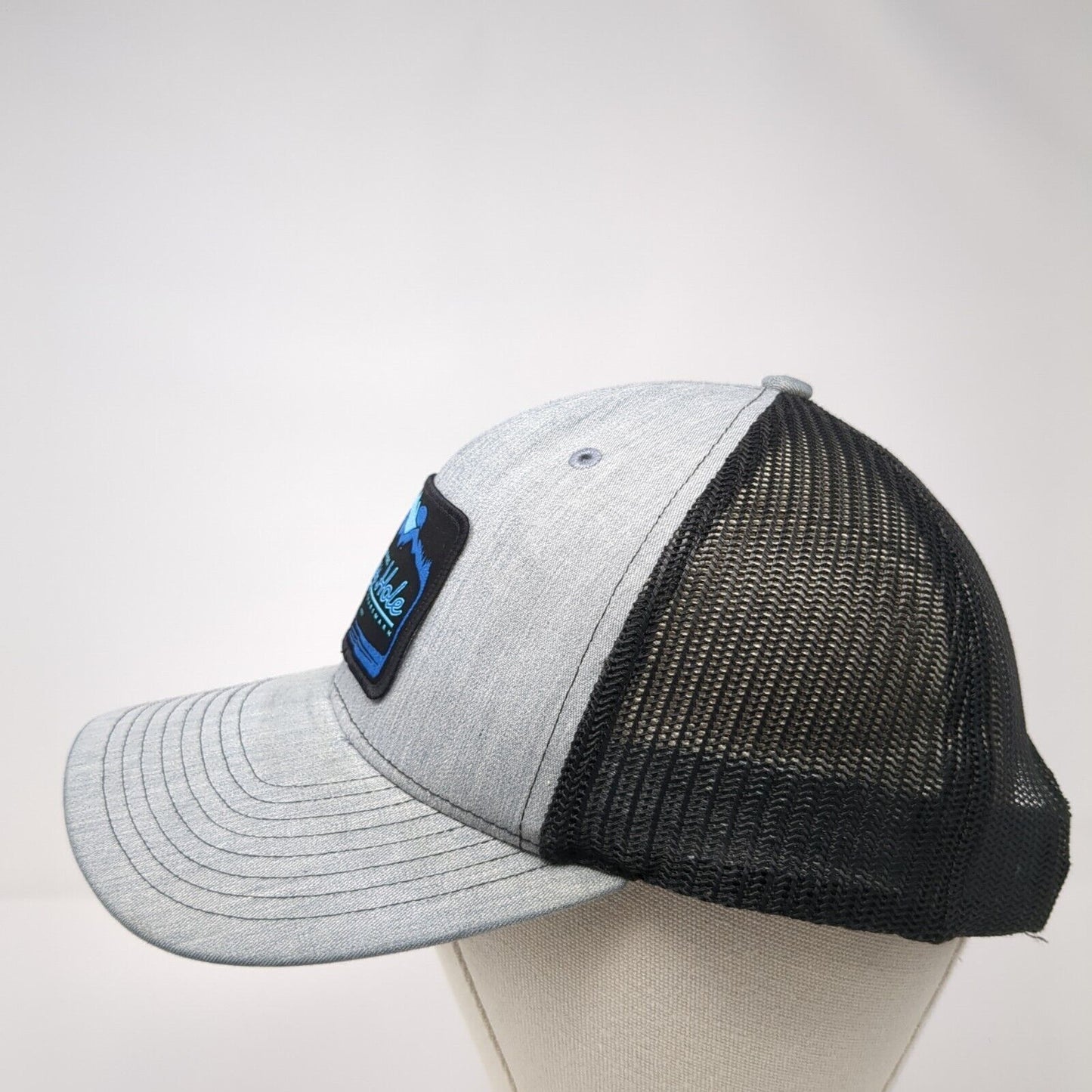 Honey Hole Outdoors Patch Snapback Trucker Hat Gray One Size Mesh Back