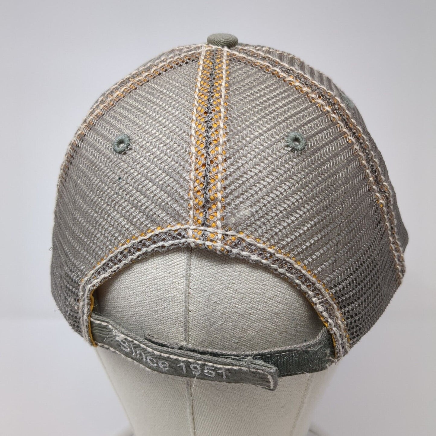 Cru Since 1951 Strapback Trucker Hat Gray OS Adjustable Mesh Back Distressed