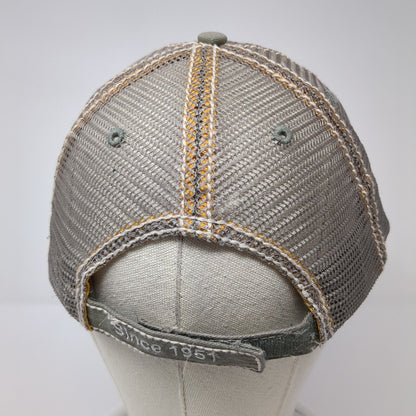 Cru Since 1951 Strapback Trucker Hat Gray OS Adjustable Mesh Back Distressed