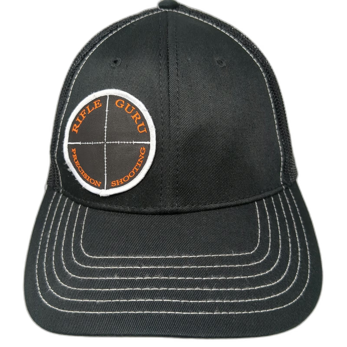 Otto Trucker Hat Black Orange White One Size Precision Shooting Mesh Snapback