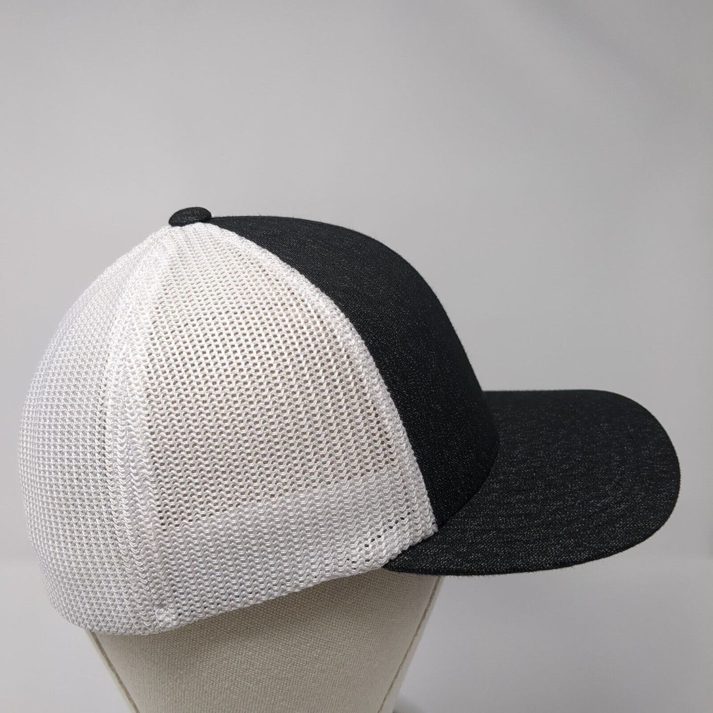 RM Mechanical Fitted Mesh Back Trucker Hat Black S-M Flexfit Colorblock