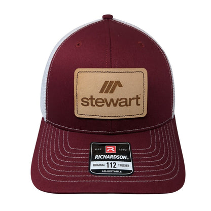 Stewart Patch Snapback Trucker Hat Red One Size Mesh Back Adjustable